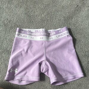 Purple under armor biker shorts in girls small